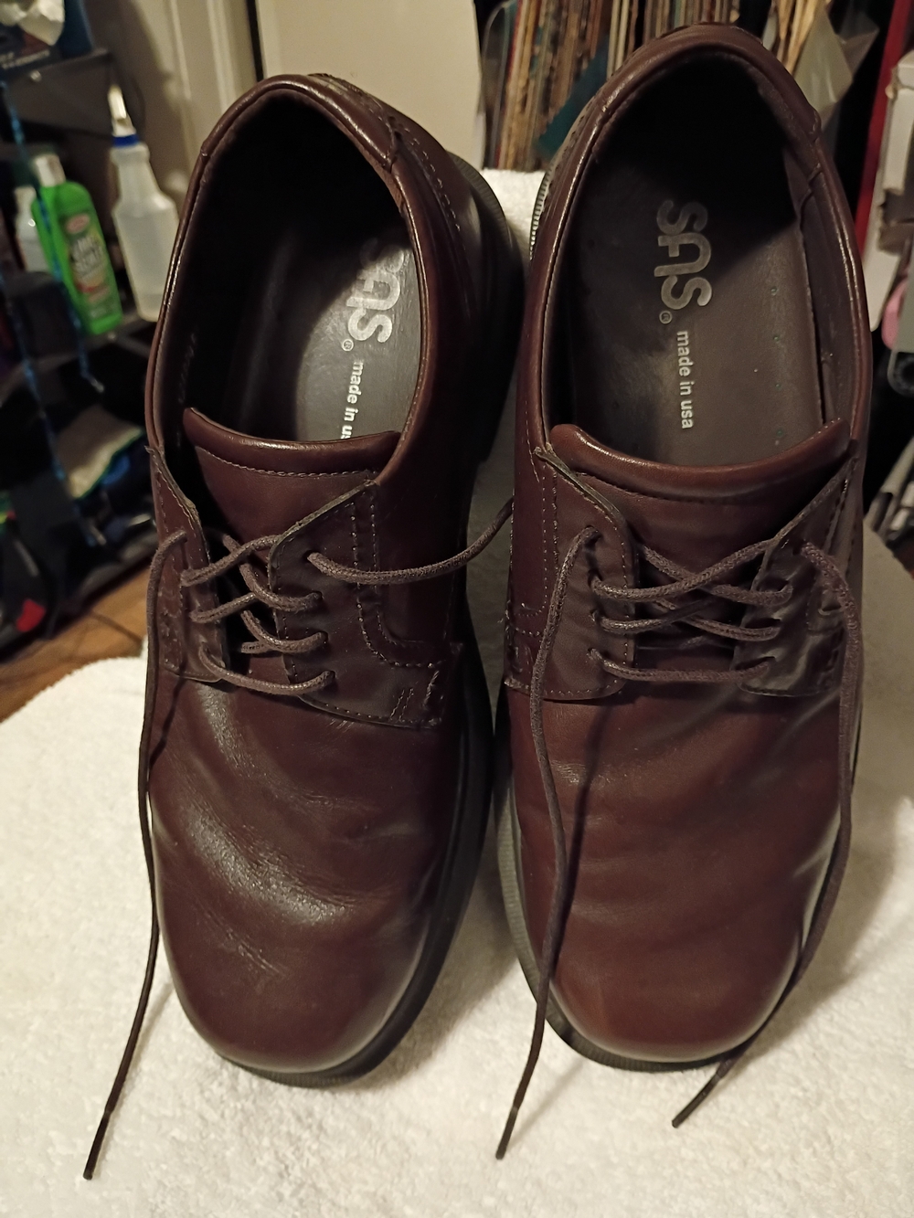 SAS Men's Brown Leather Lace-Up Comfort Shoes